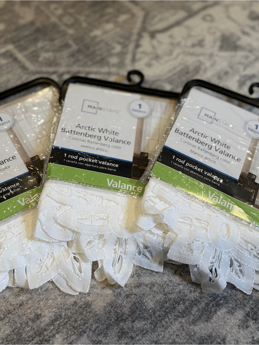 Mainstays Arctic White Batterberg Valance - White set of 3